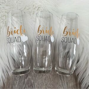 🥂Stemless Bride Squad Champagne Flutes, 9.6oz Set Of 3